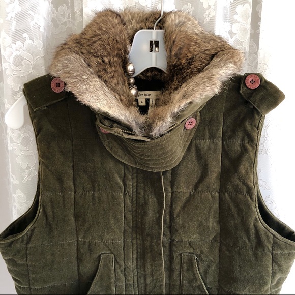 TYLER BOE * NWOT Designer Fine Corduroy Fur Collared Vest - Picture 4 of 7